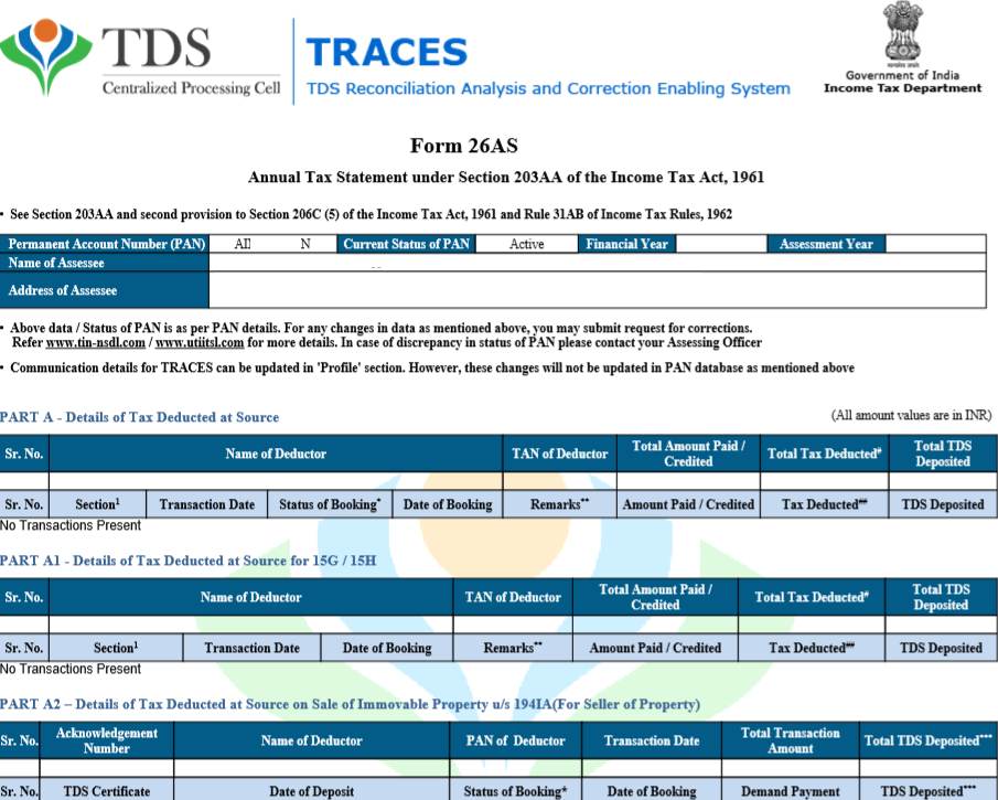 Form 26AS Sample