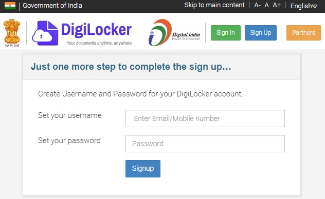  digilocker registration step 3 login