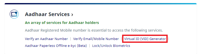 Aadhaar card VID Generator